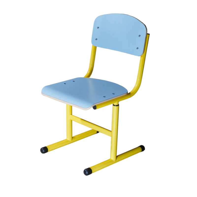 Стілець учнівський Т-подібний, на круглій металевій трубі, з покриттям фанери пластиком HPL, ростові групи №4-6, АЛМАНТ, 391х441х740-820 мм, (h=380-460 мм).